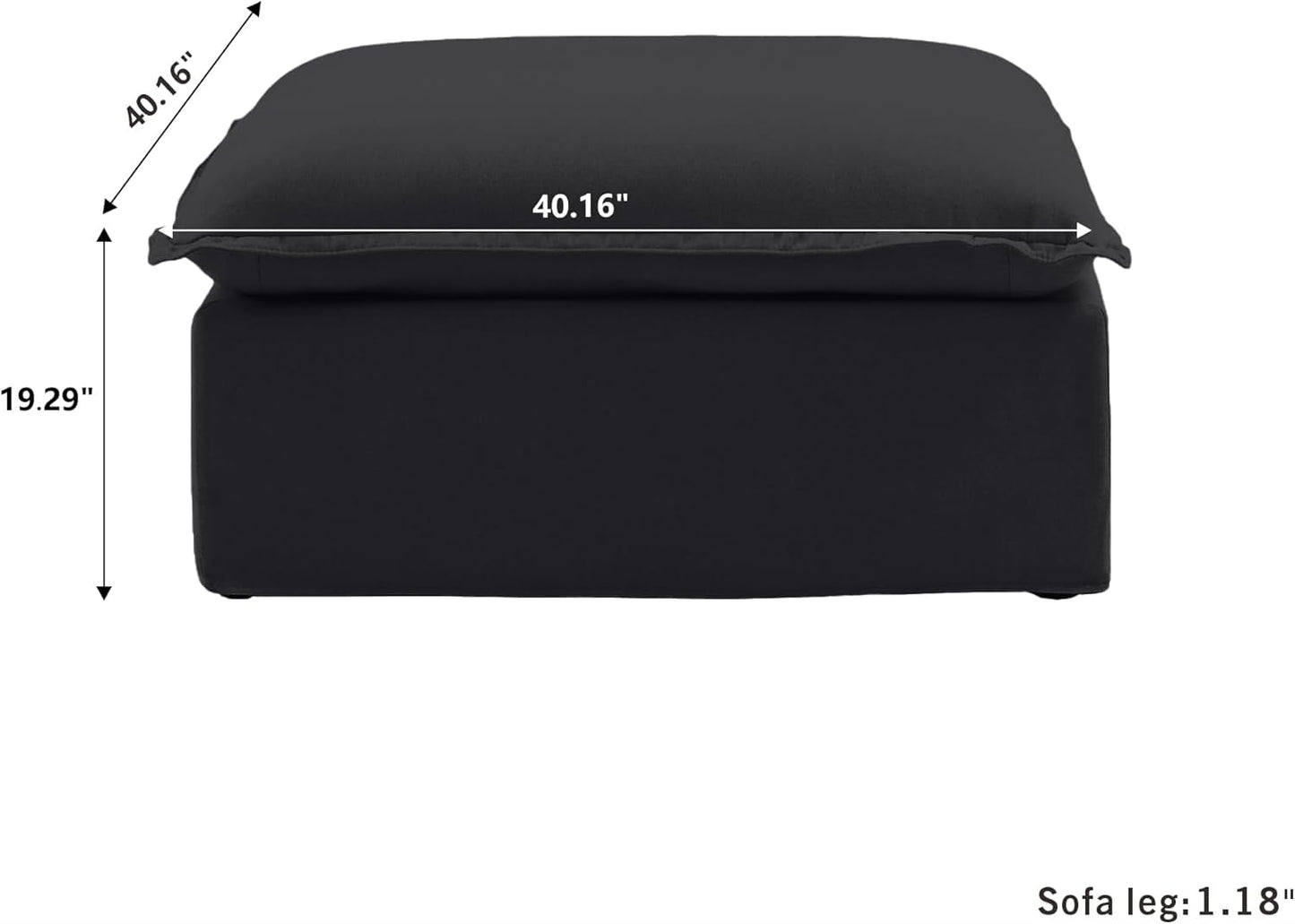 Black Storage Ottoman With Removable Cushion Covers