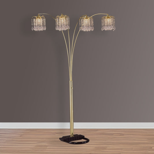 1pc Modern Design Classic Luxury Sleek Multi-head Floor Arc Lamp Half Moon Radiant Crystal-encrusted Sleek Metallic Stems Living Room Gold Arc Lamp