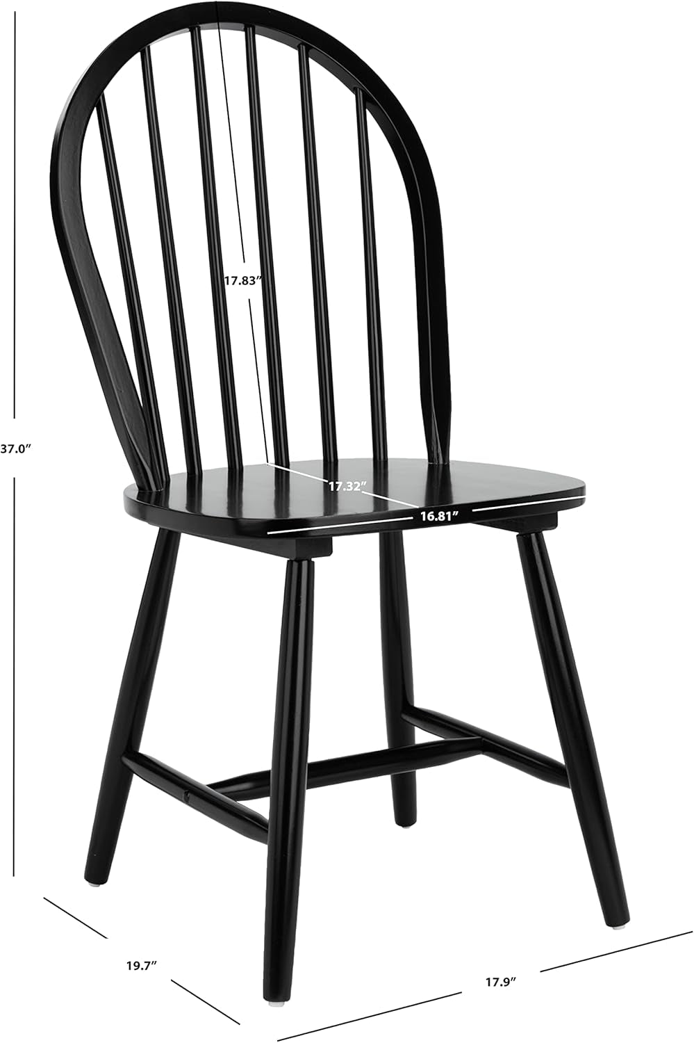 Home Camden 18 Inch Black Farmhouse Dining Chairs Set Of 2