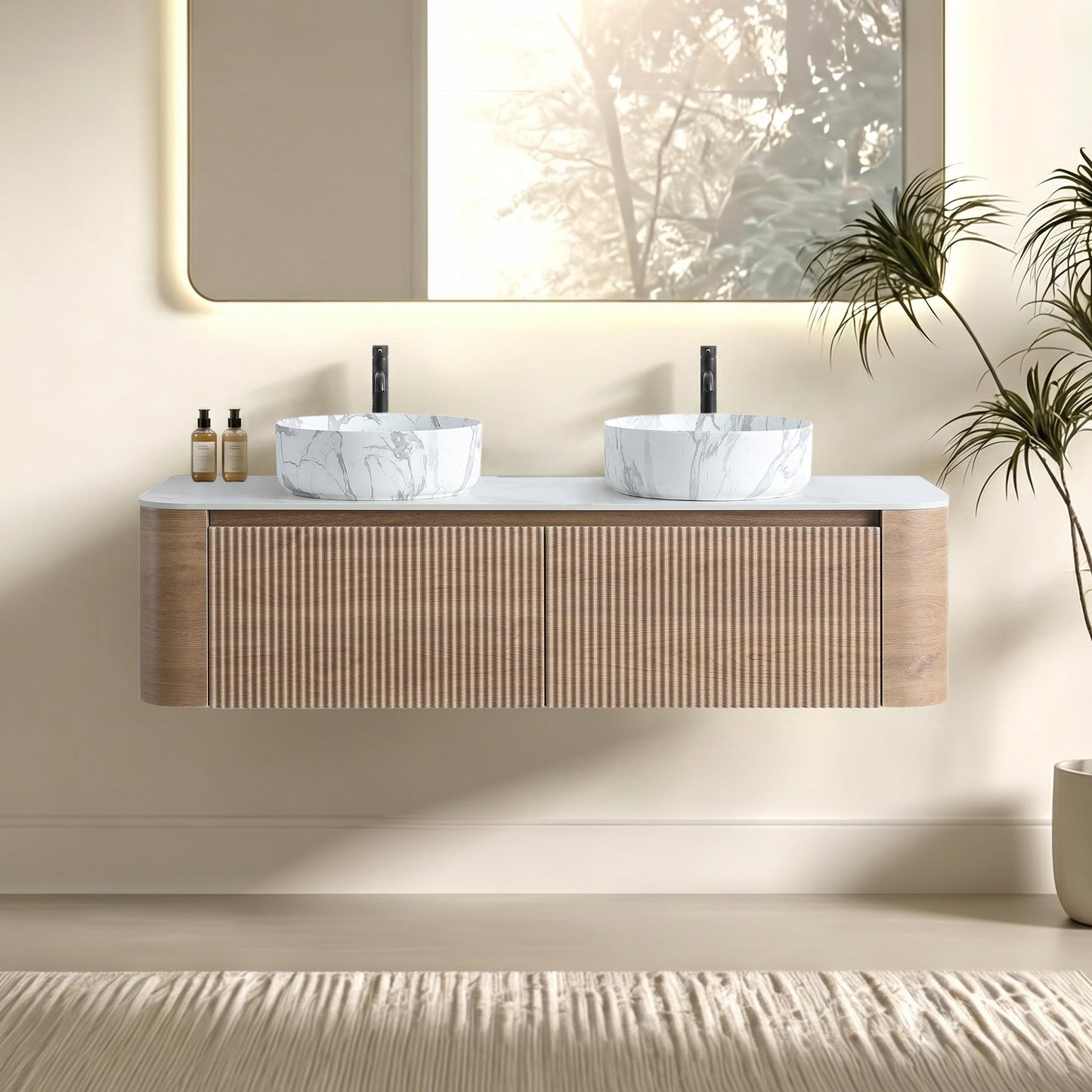 Erba 60 Inch Bathroom Vanity with Sink, Honey