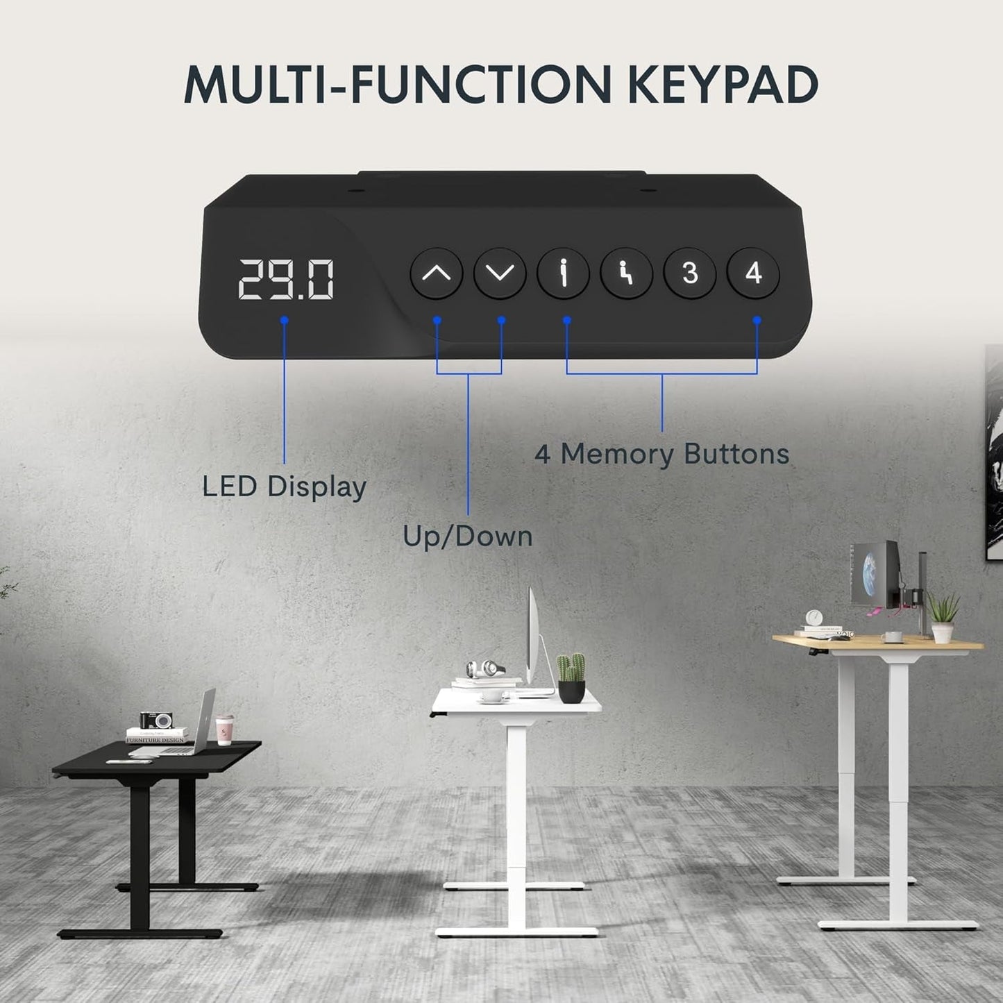 71 Inch Dual Motor Standing Desk With Memory Controller
