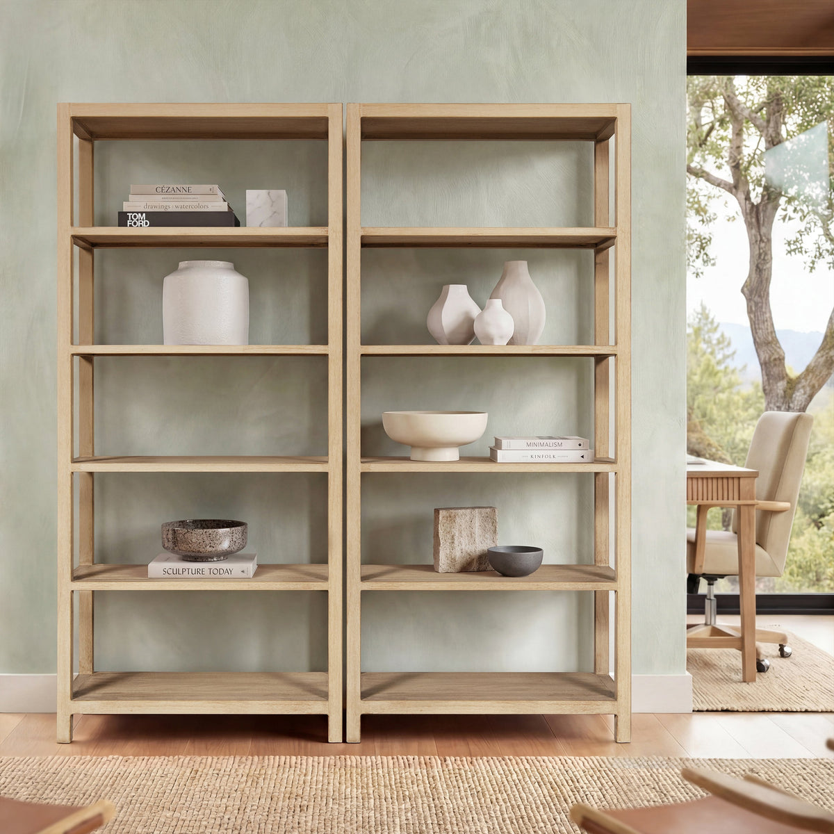 Ellis 71" Reclaimed Wood 5-Shelf Open Frame Bookcase