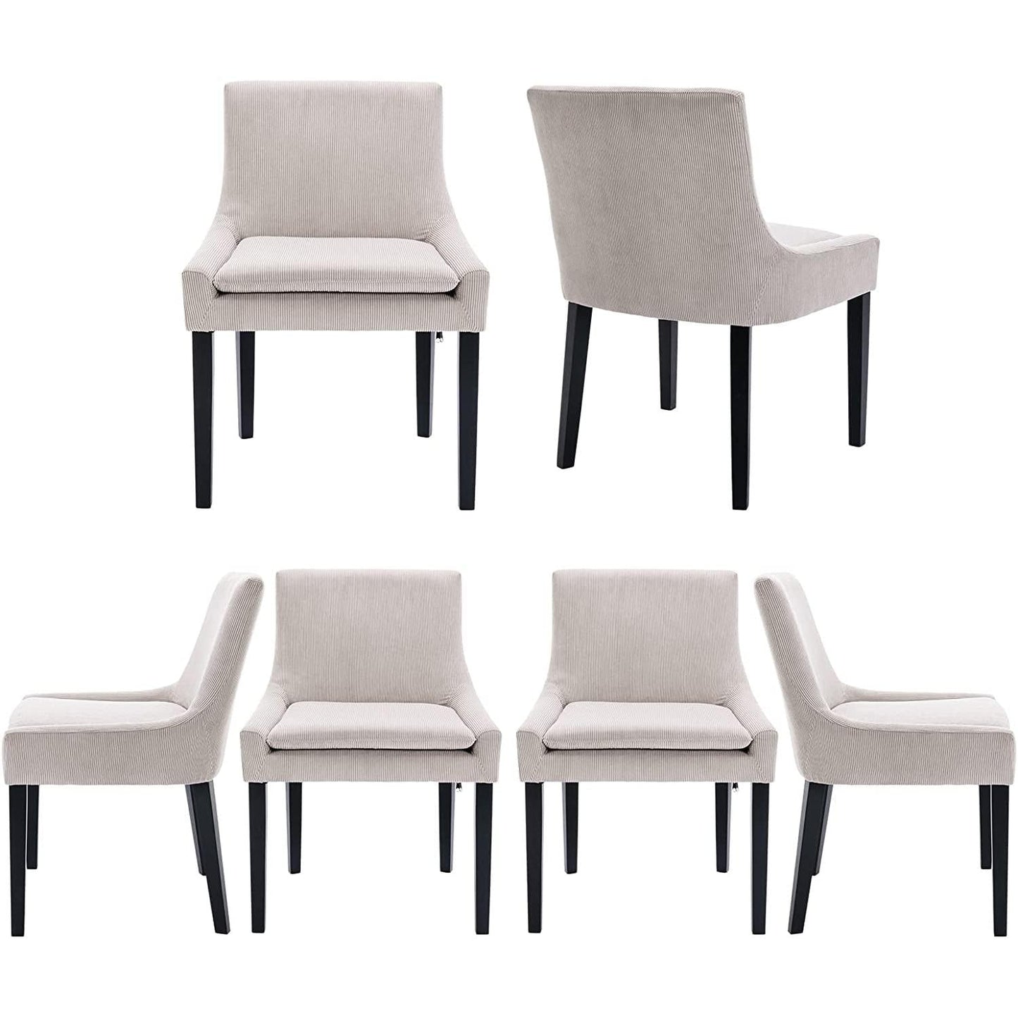 Corduroy Upholstered Dining Chairs With Wood Legs Set Of 6