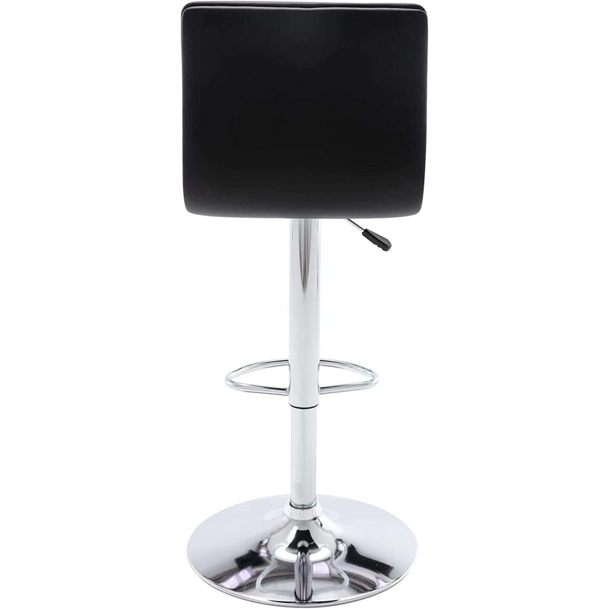 PU Leather Adjustable Bar Stools Set Of 2 Modern Style with sleek black seat and chrome base.