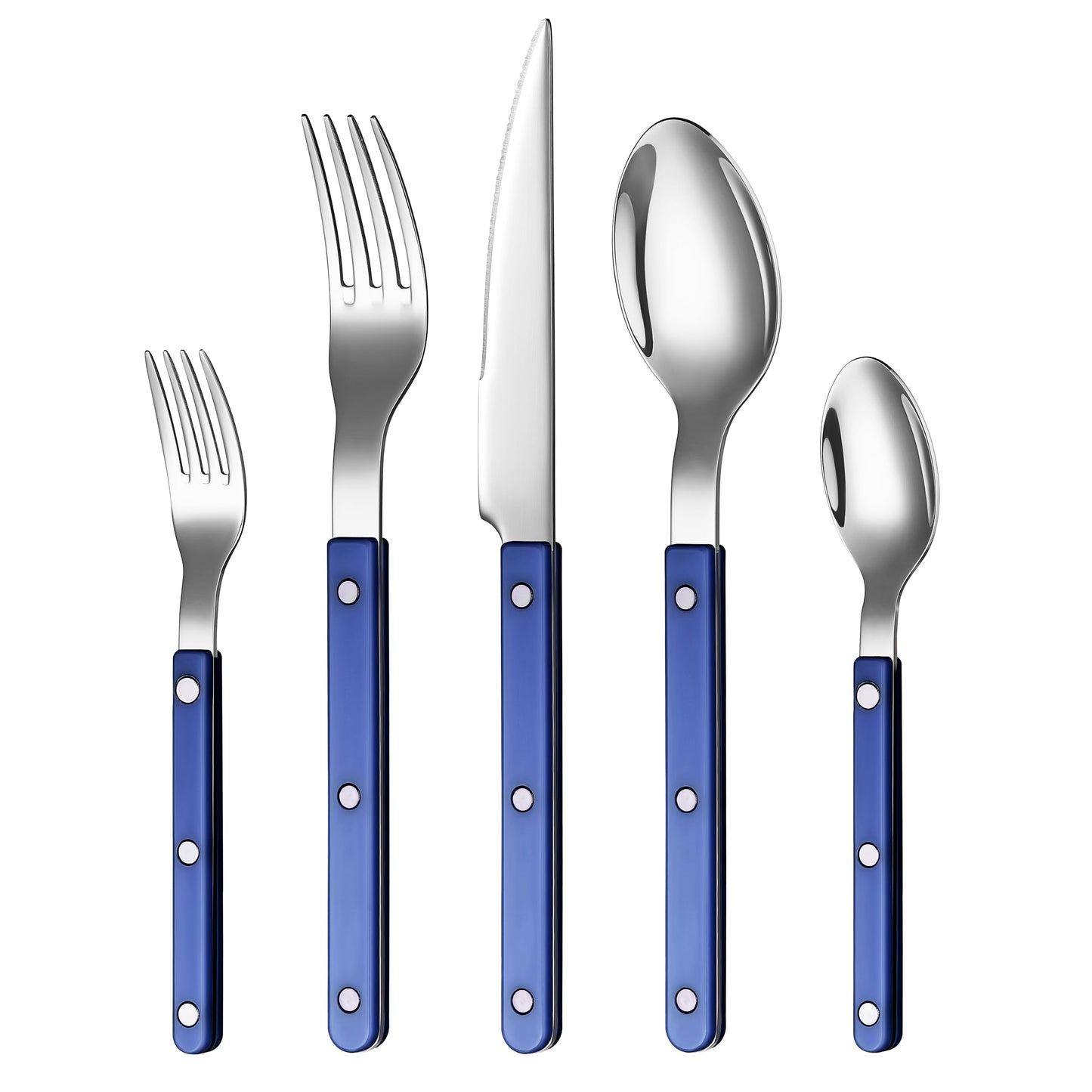 Khen Blue Cutlery Set of 20 –18/8 Stainless Steel Flatware