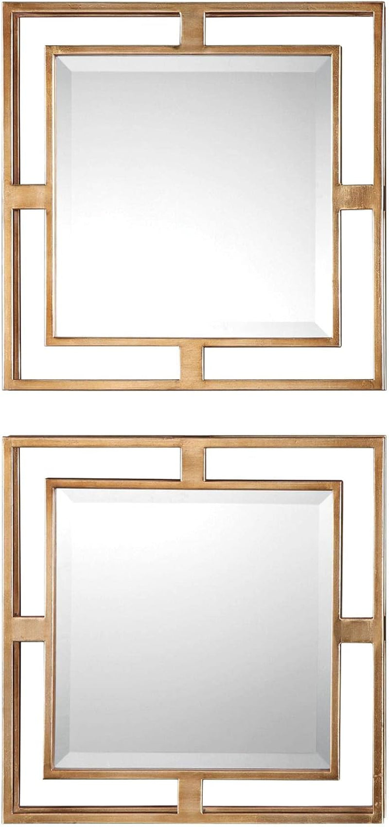Allick 18 Inch Square Mirror Antiqued Gold Set Of 2