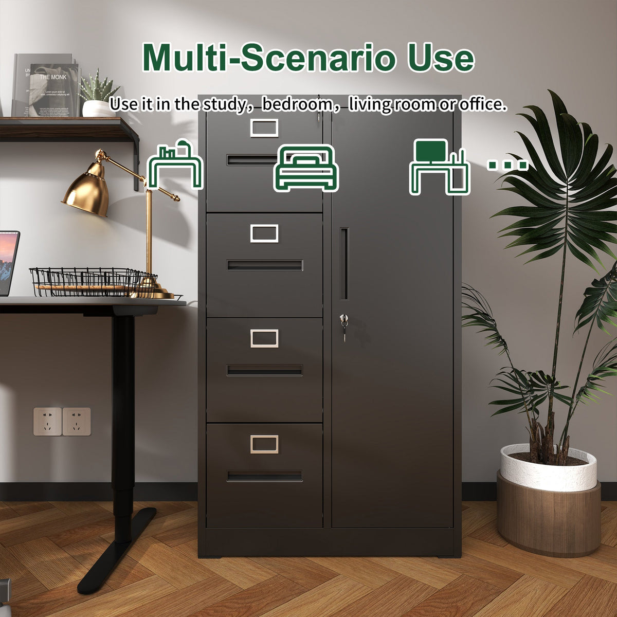 Metal Storage Vertical Filing Cabinet with Lock