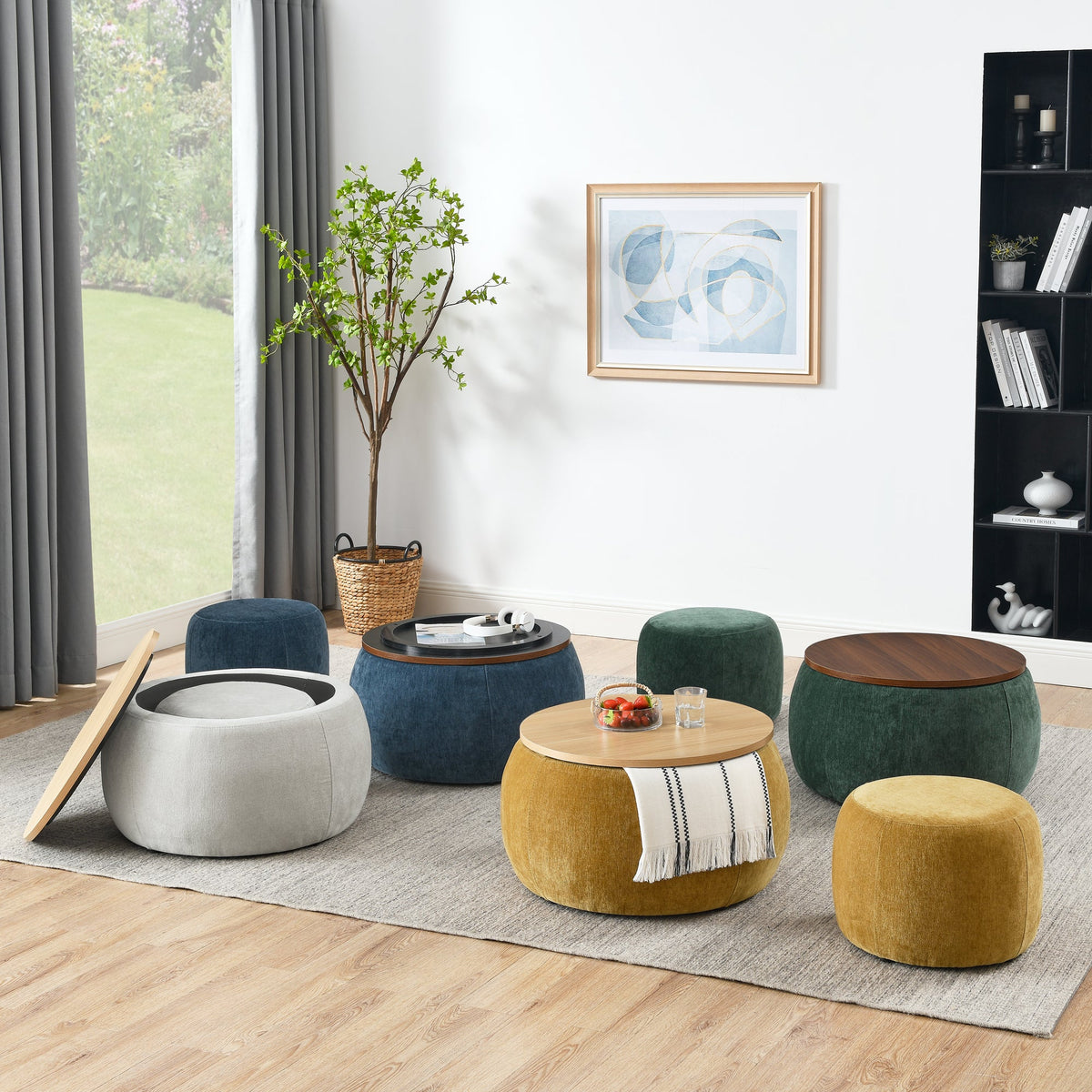 Round Storage Ottoman
