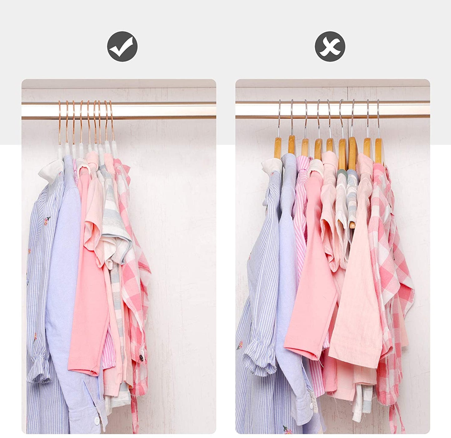 Baby Hangers Pack of 50, Children’s Hangers for Closet with Rose Gold Hooks, Premium Velvet Hangers