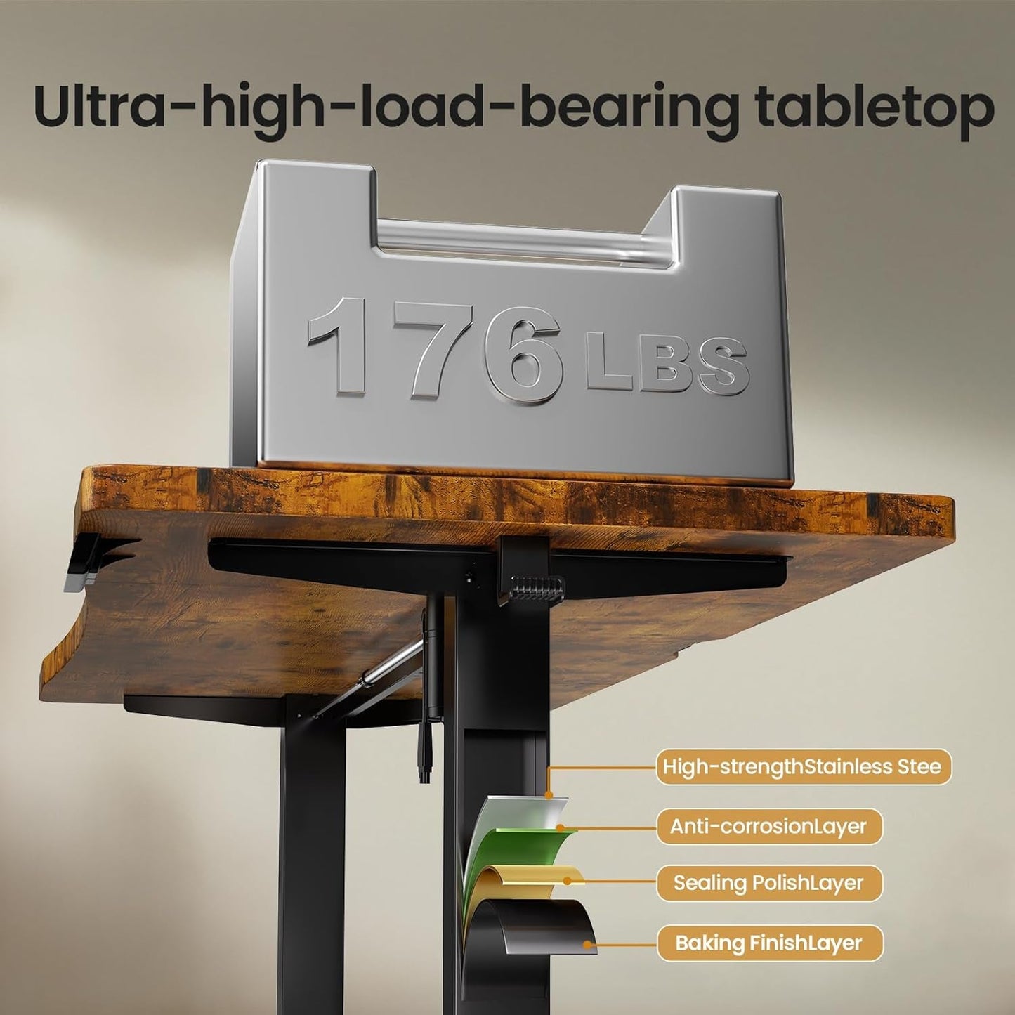 63 Inches Electric Standing Desk Brown Walnut Finish