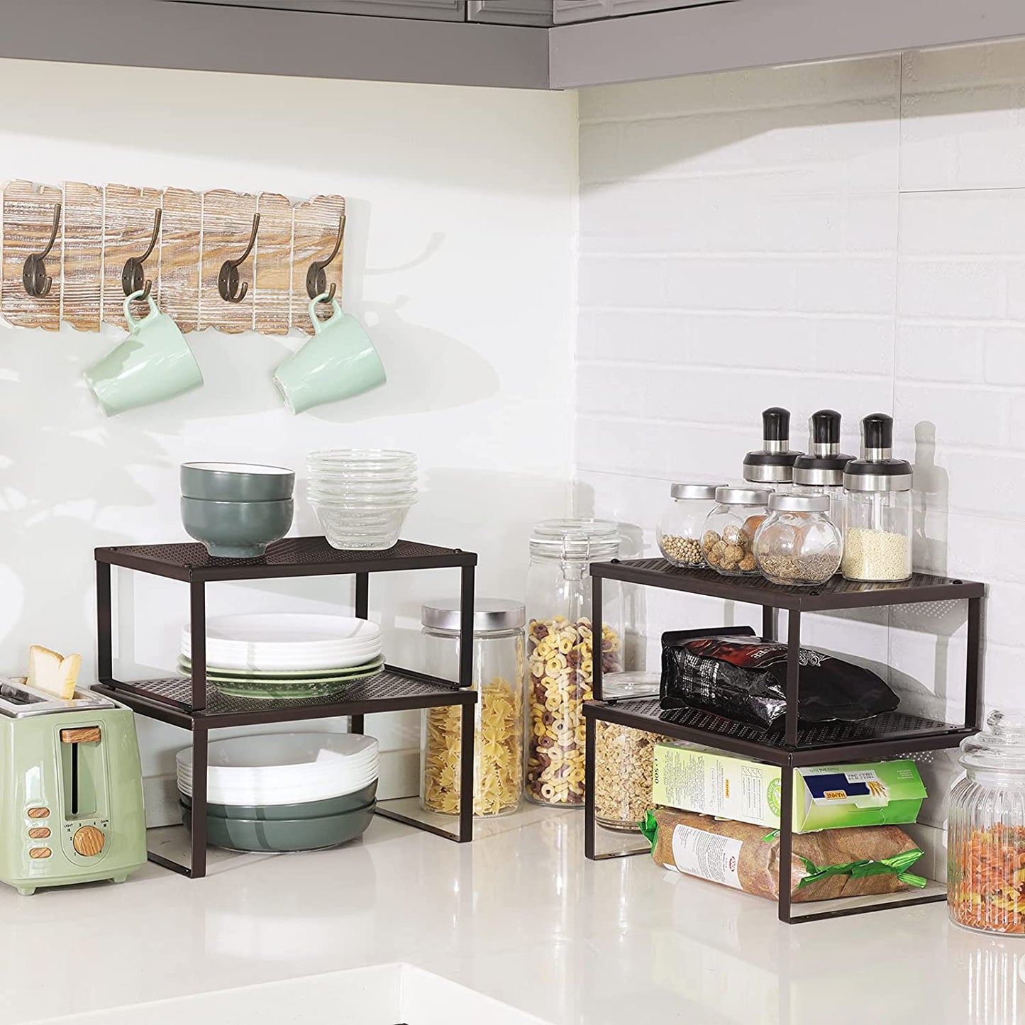 Set of 4 Expandable Metal Cabinet Shelf Organizer