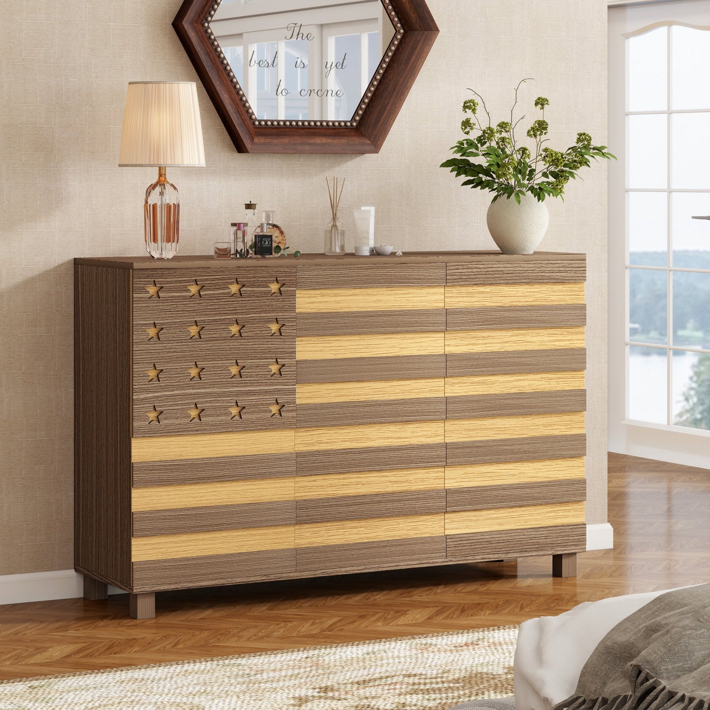 55-Inch Hand-Carved Buffet Sideboard Cabinet