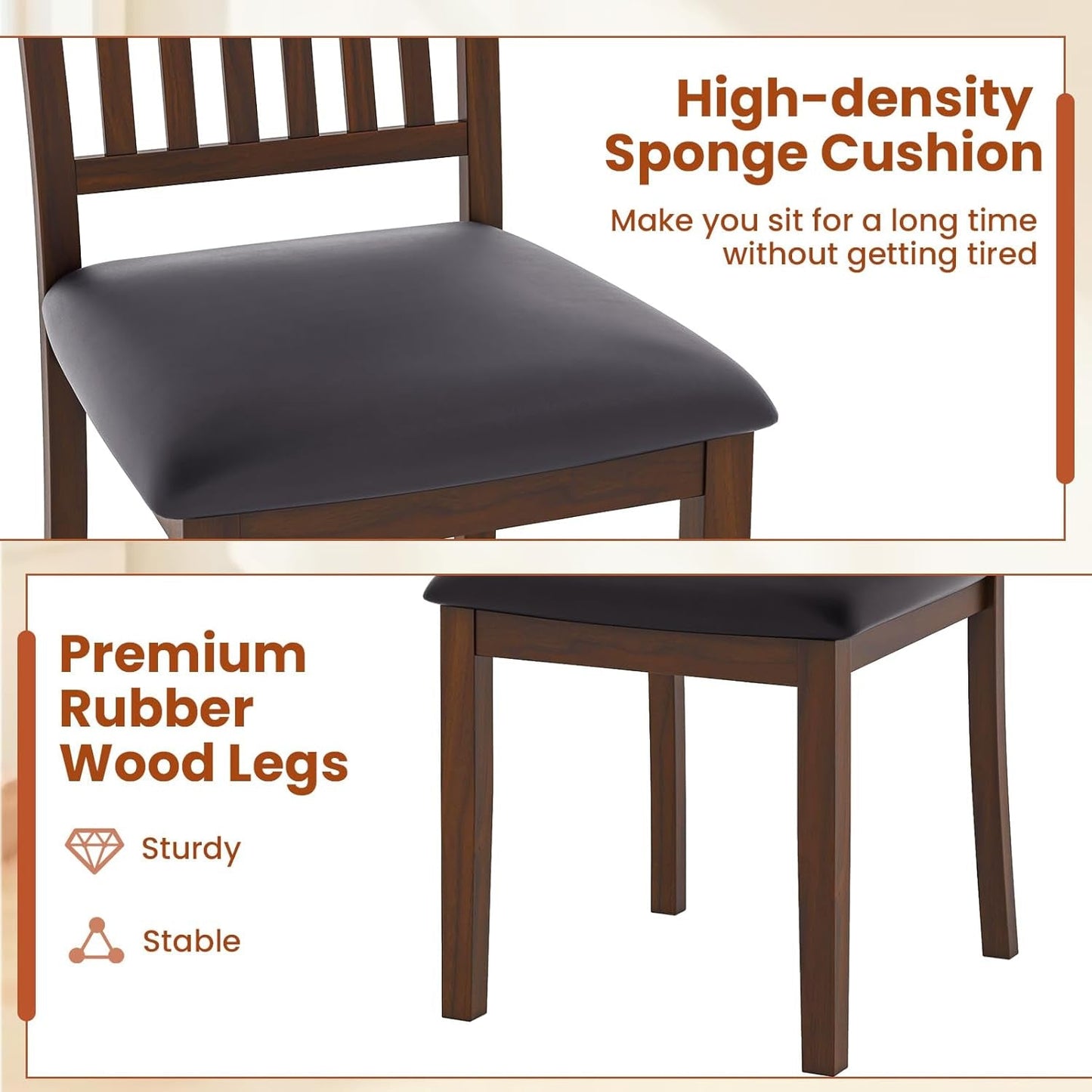 Espresso Slat Back Dining Chairs Set Of 2 For Dining Room