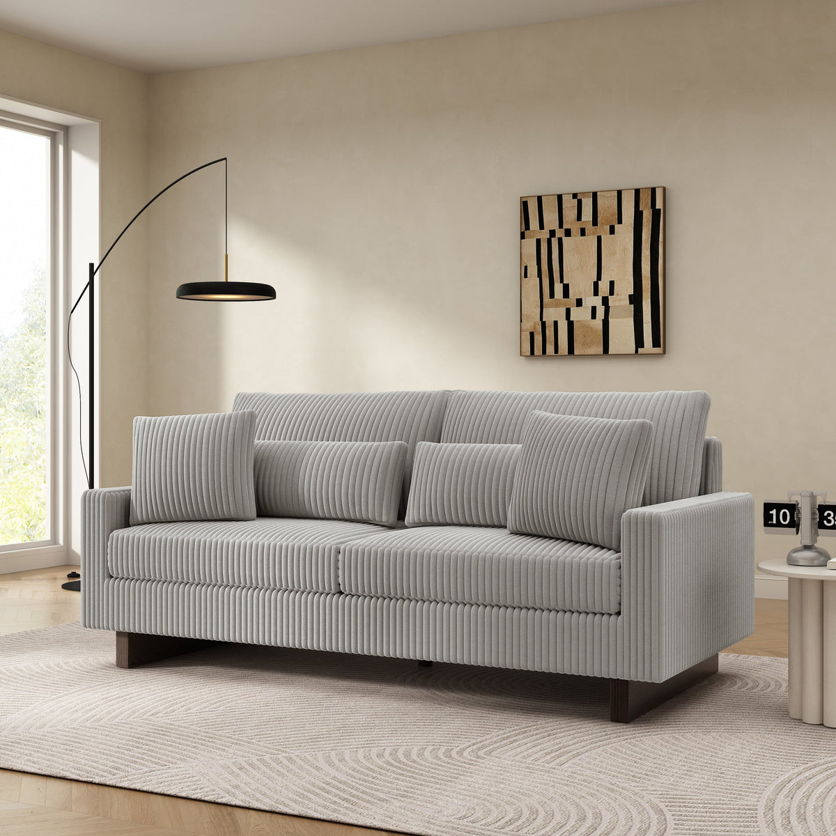Modern Loveseat Sofa with Four Pillows