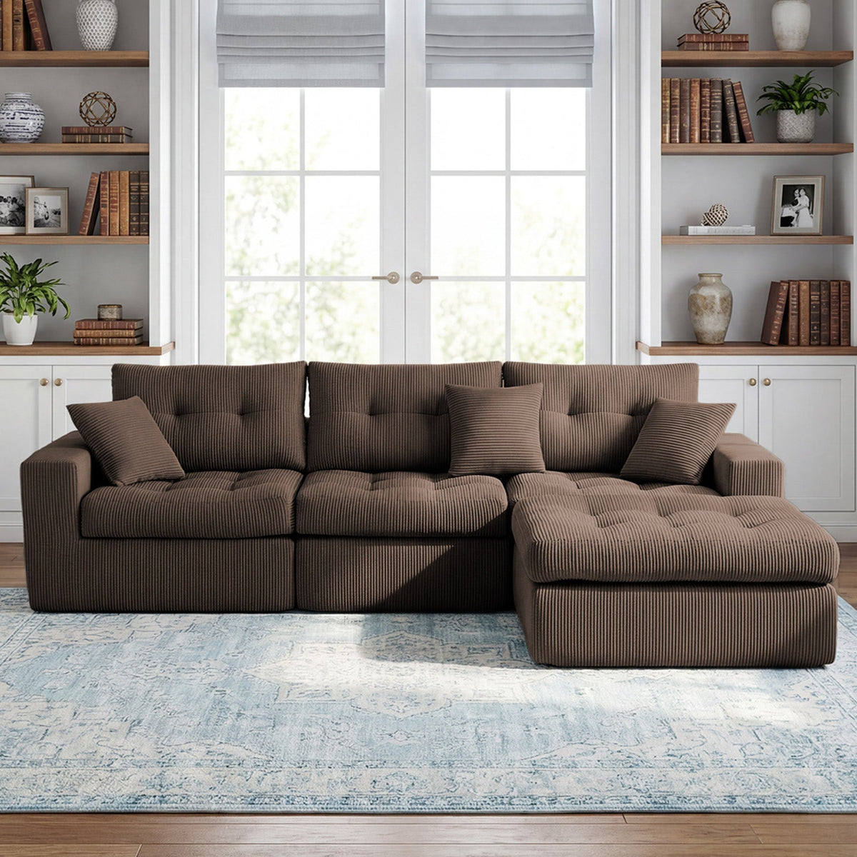 Corduroy Corner Chaise Compression Sofa Bed