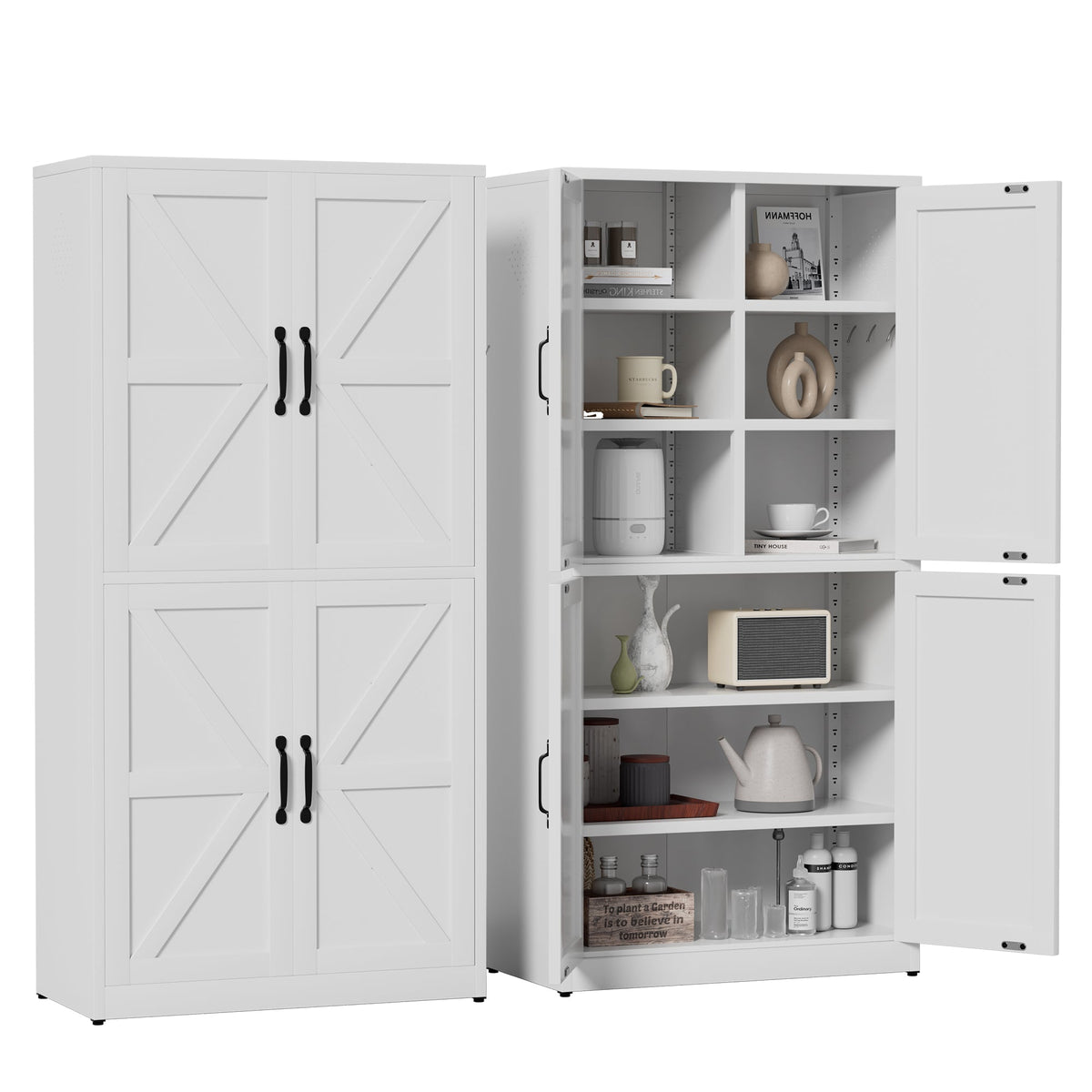 White Steel Kitchen Pantry Storage Cabinet