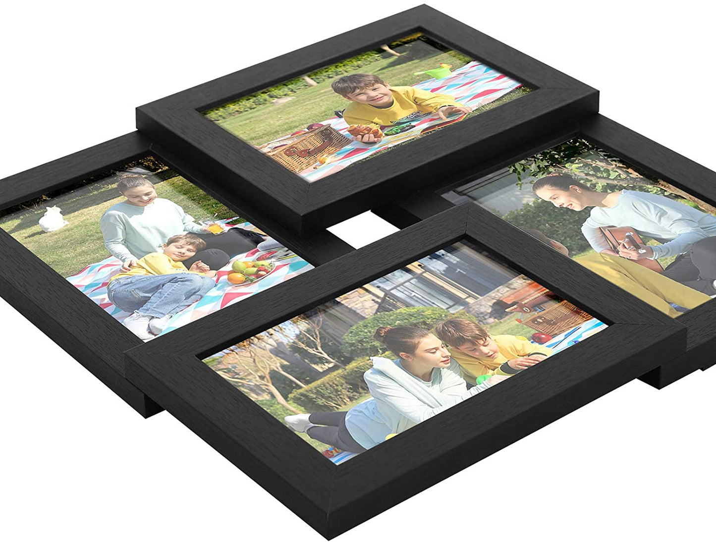 Collage Picture Frames, for four 4 x 6 Inches Photos, Photo Frame with Glass Front, Wood Grain, Wall-Mounted