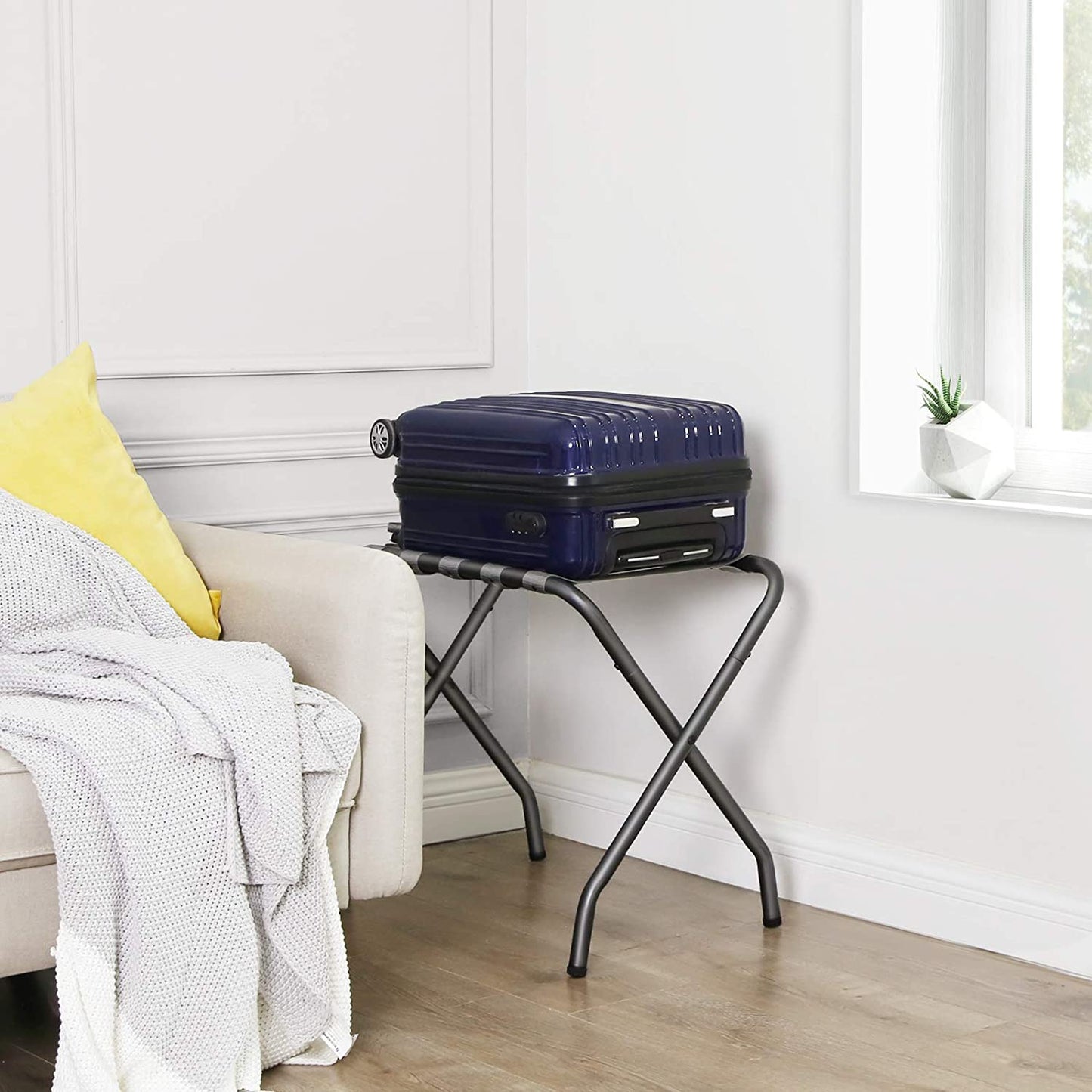 Metal Folding Luggage Rack, Pack of 2, Gray