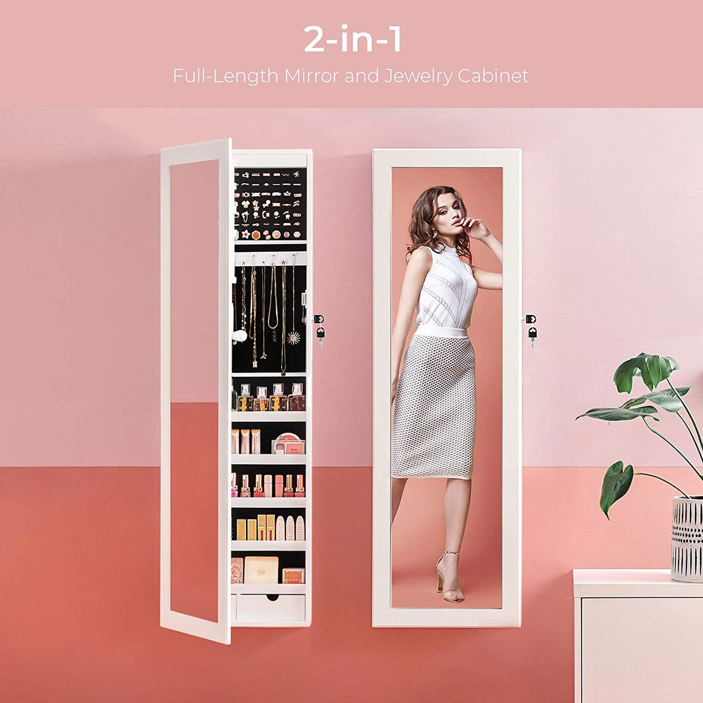 White Hanging Jewelry Armoire