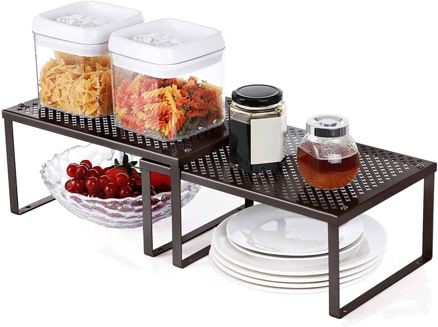 Set of 4 Expandable Metal Cabinet Shelf Organizer