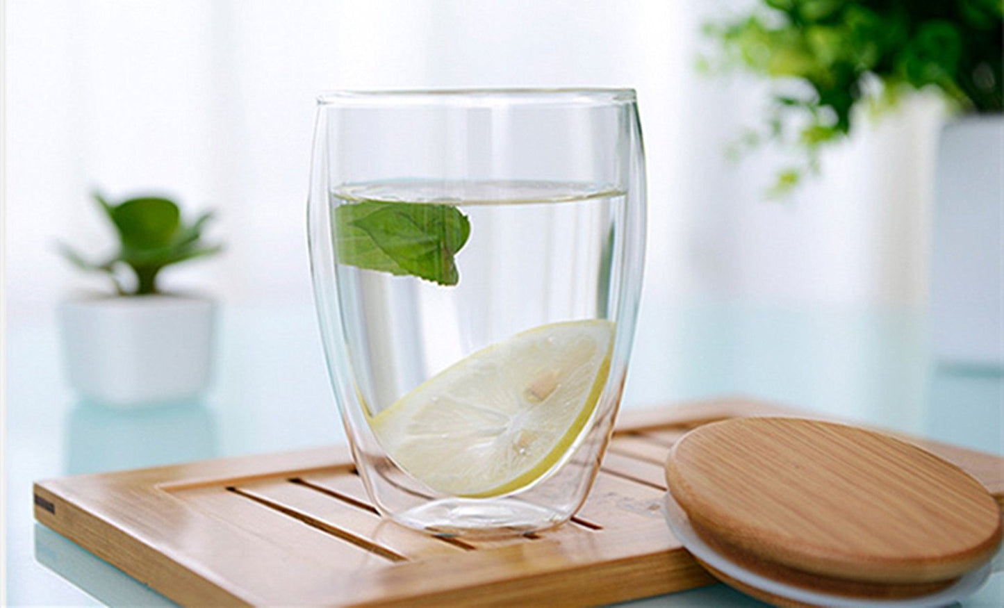 350ml 12oz Double Walled Mug with Bamboo Lid