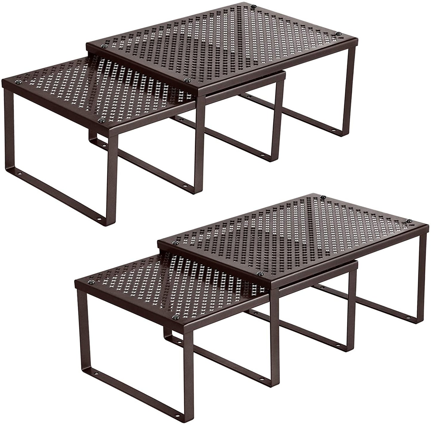 Set of 4 Expandable Metal Cabinet Shelf Organizer