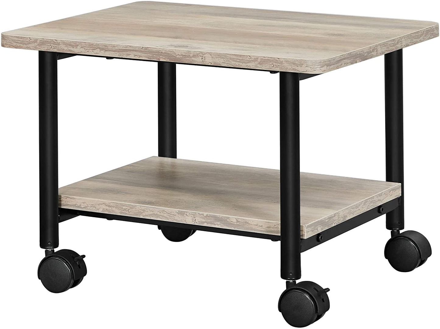 Industrial Under Desk Printer Stand, 2-Tier Mobile Machine Cart with Shelf, Heavy Duty Storage Rack