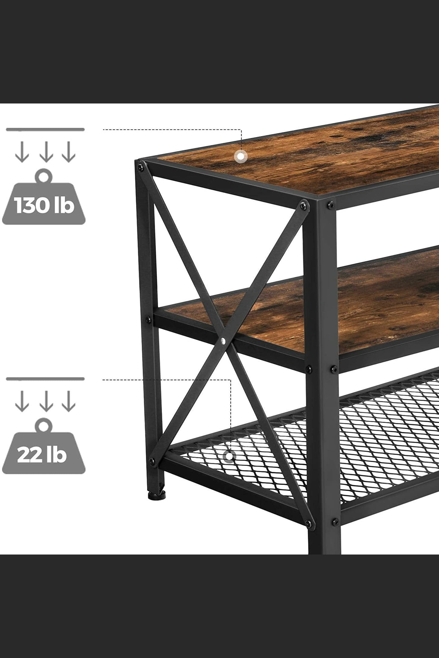 TV Stand for up to 70” TV, 3-Tier, 63” 3