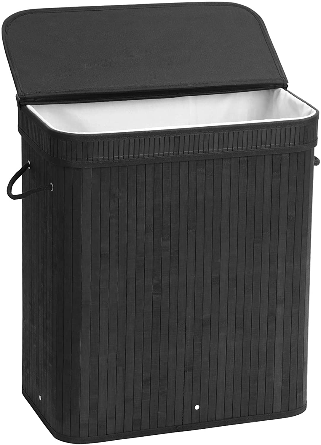 Laundry Hamper with Lid, Bamboo Laundry Basket with Handles, Foldable Storage Basket