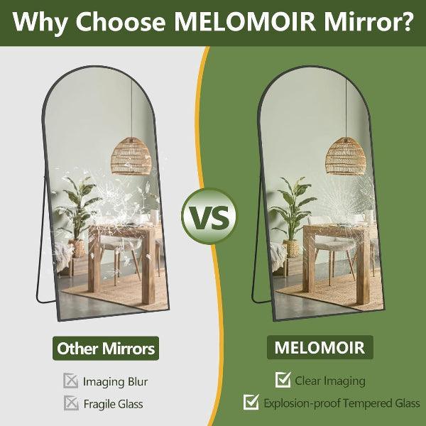 Arched Floor Mirror with Aluminum Frame – Black