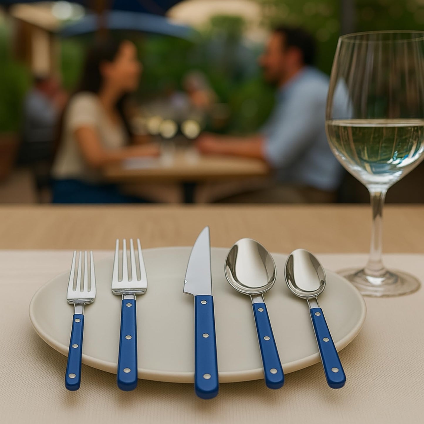 Khen Blue Cutlery Set of 20 –18/8 Stainless Steel Flatware