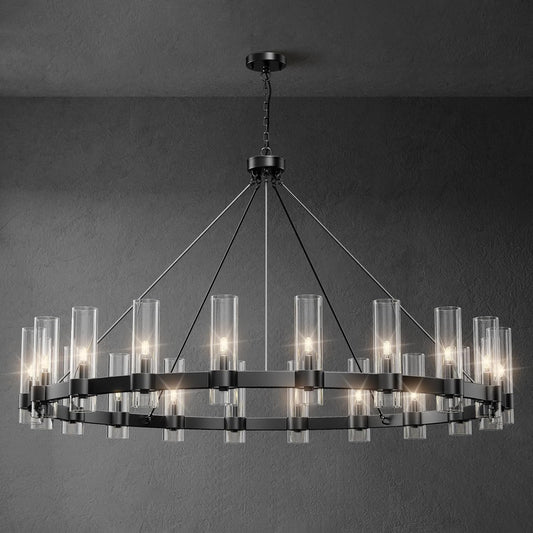 60 Inch Large Black Wagon Wheel Chandelier