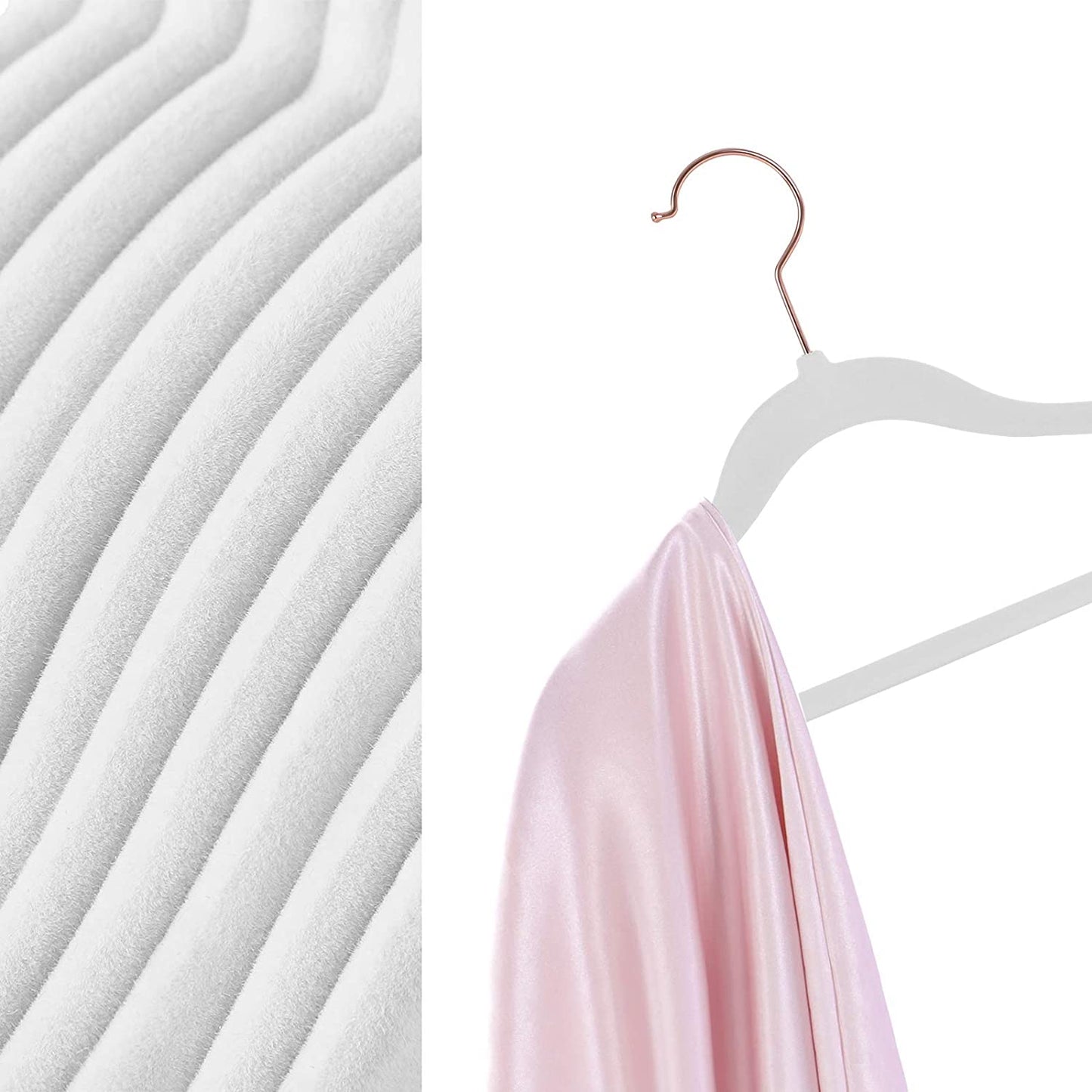 Baby Hangers Pack of 50, Children’s Hangers for Closet with Rose Gold Hooks, Premium Velvet Hangers