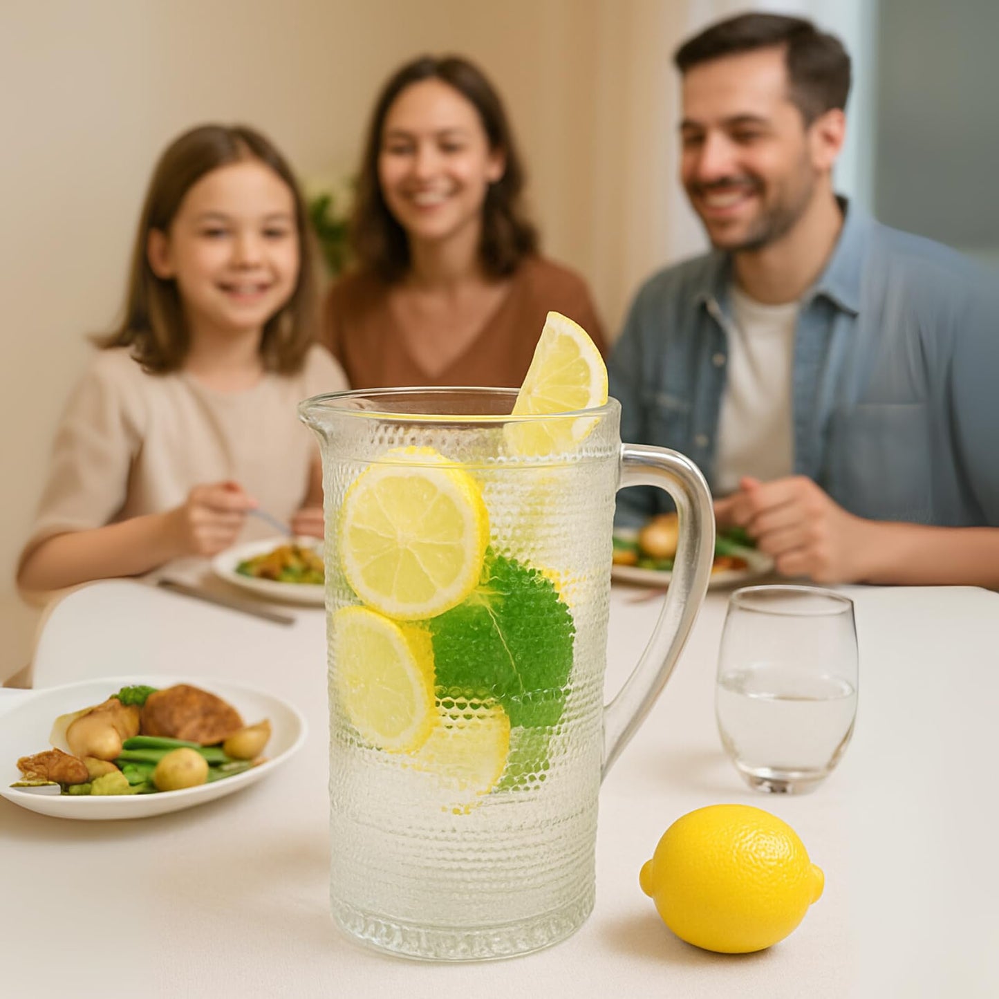 Bombay Hobnail Glass Pitcher for Juice and Lemonade | 82 oz
