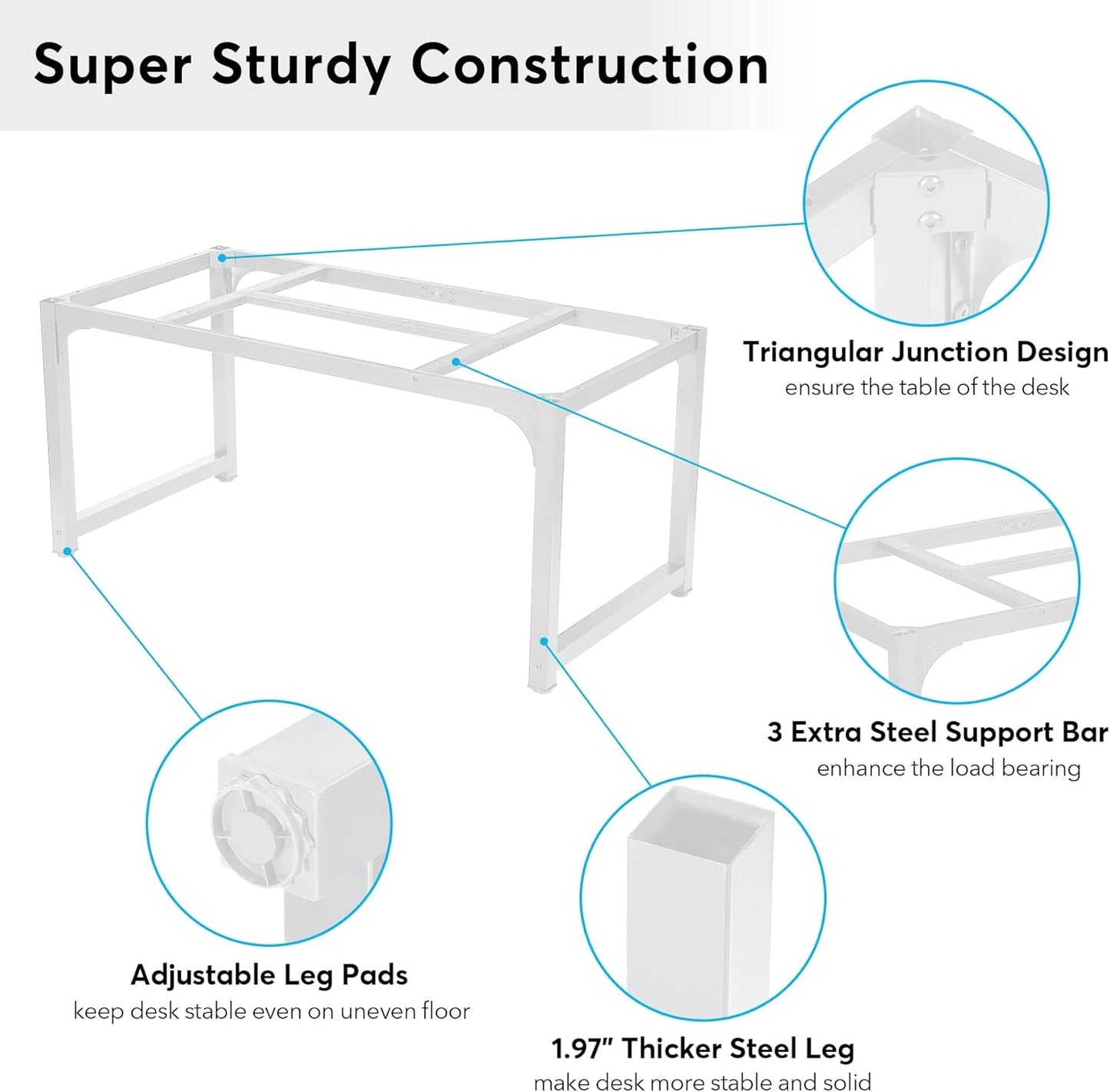 63 Inch White Executive Office Desk 31.5 Inch Wide