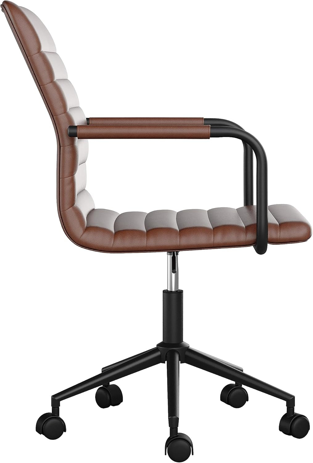 Saddle Brown Faux Leather Swivel Task Chair With Armrests