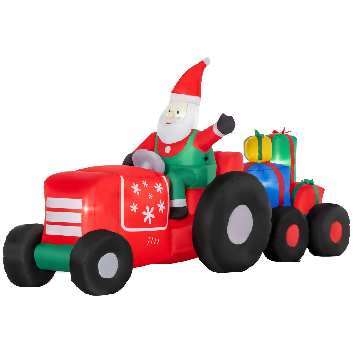 Outsunny 9ft Christmas Inflatables Santa Claus Trailer