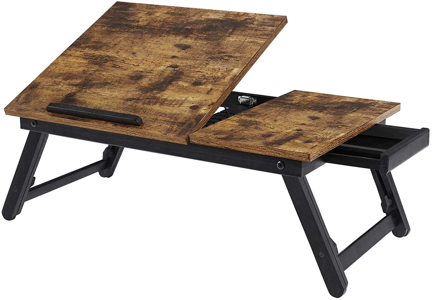Laptop Desk for Bed or Sofa with Adjustable Tilting Top, Breakfast Serving Tray with Height Adjustable Folding Legs