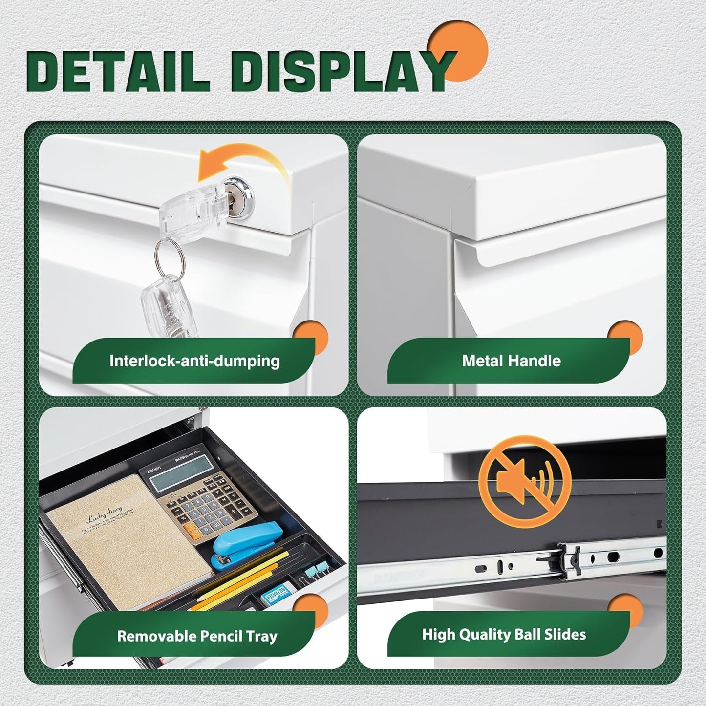 3 Drawer Mobile File Cabinet With Lock Under Desk Filing Cabinet For Home Office