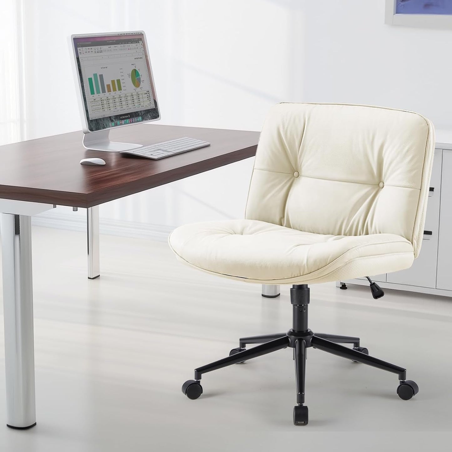 Criss Cross Swivel Office Chair With Wheels PU Leather