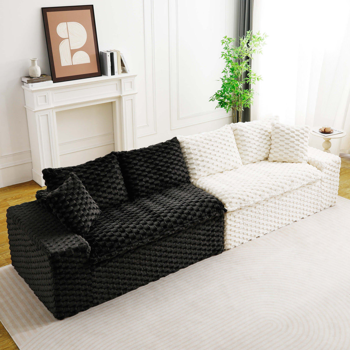 Luxury Color-Block Turtle Velvet Multifunctional Sofa