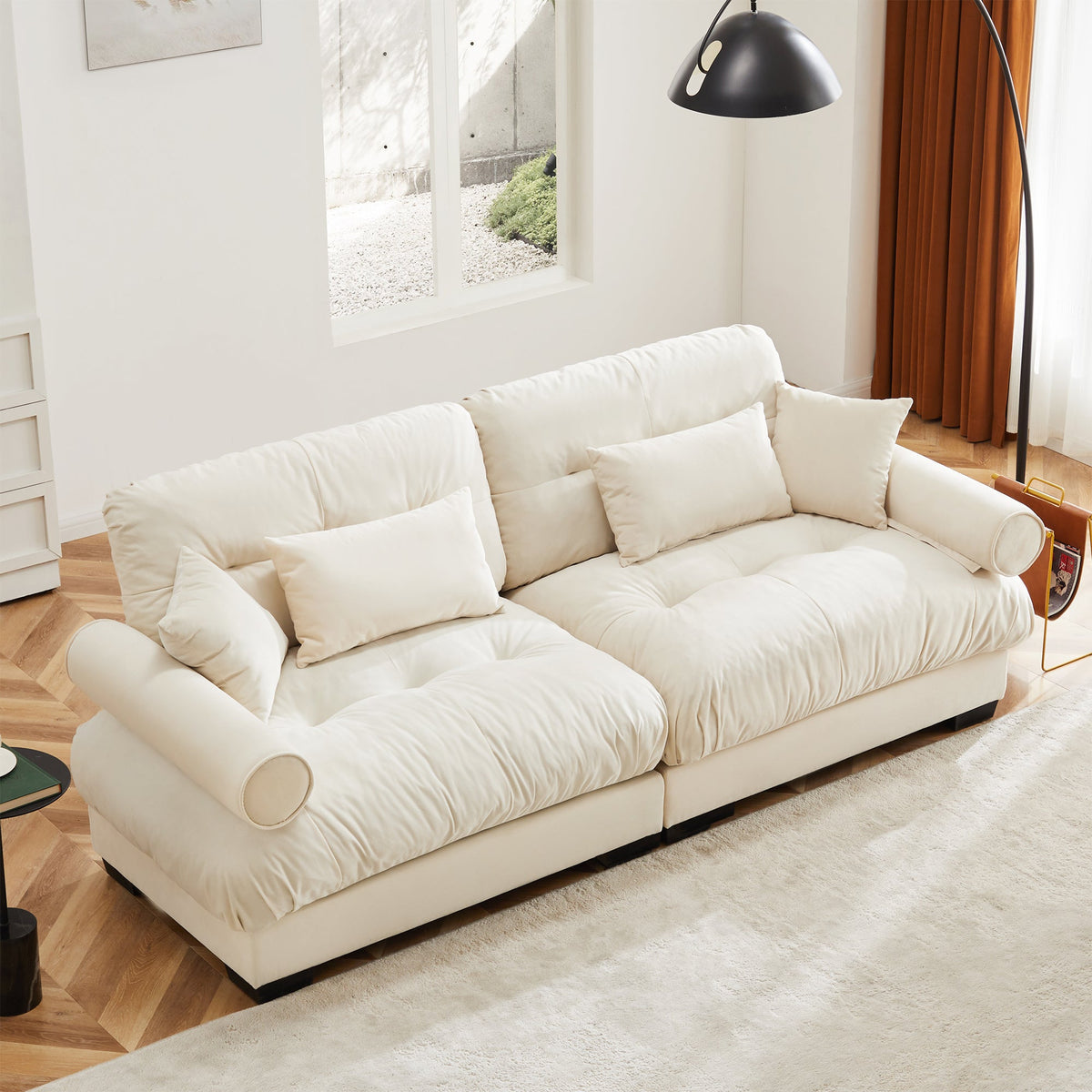 Large Size Modern Velvet Two-Seater Sofa