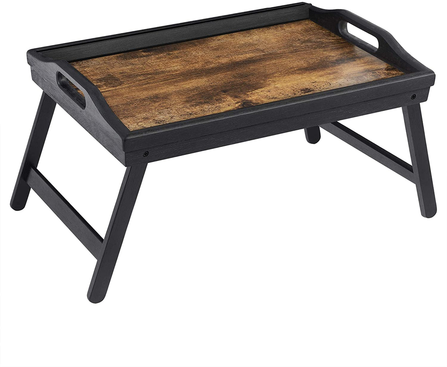 Bed Tray Table with Bamboo Folding Legs, Sofa Breakfast Tray, Serving Tray with Groove