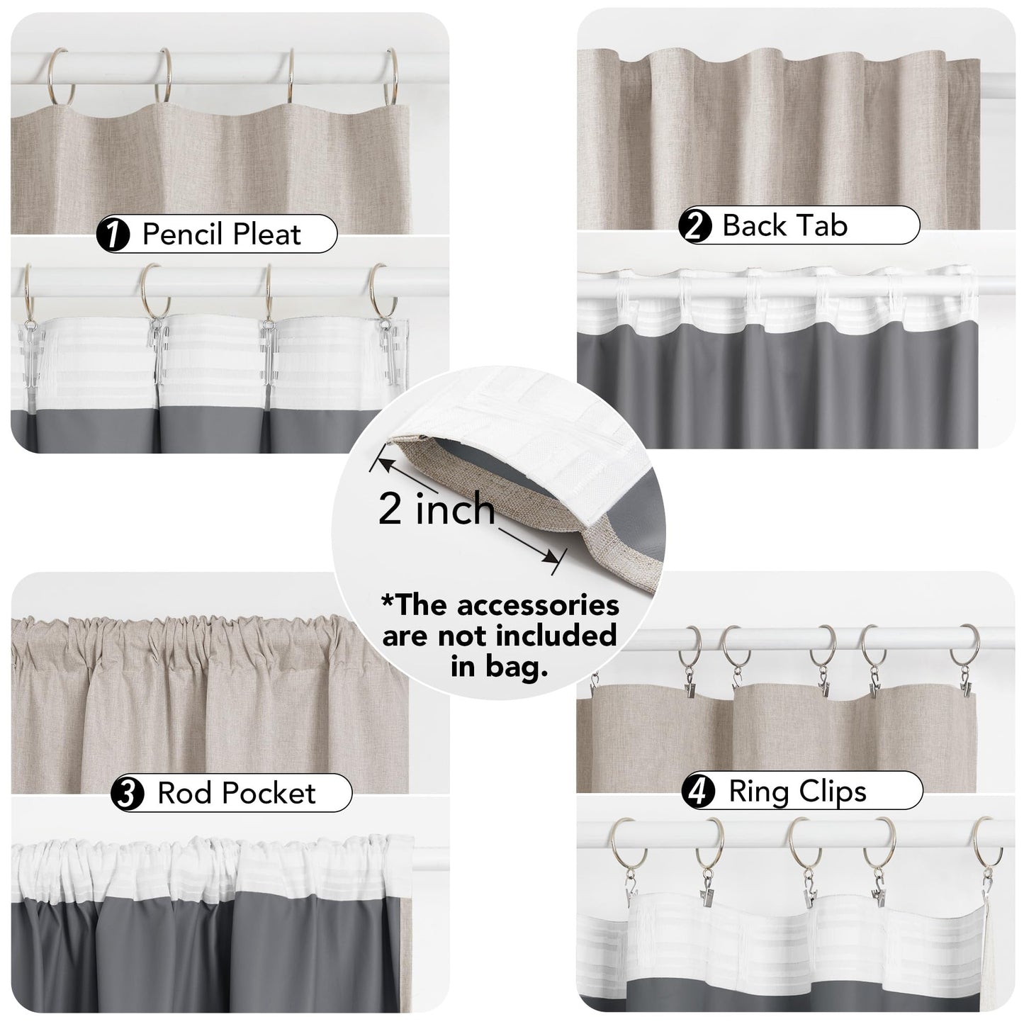 100% Blackout Pinch Pleat Curtains, Cream, 2 Panels