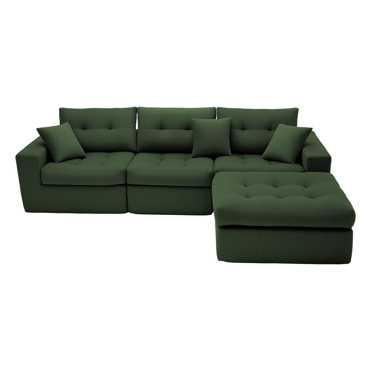Corduroy Corner Chaise Compression Sofa Bed in Green