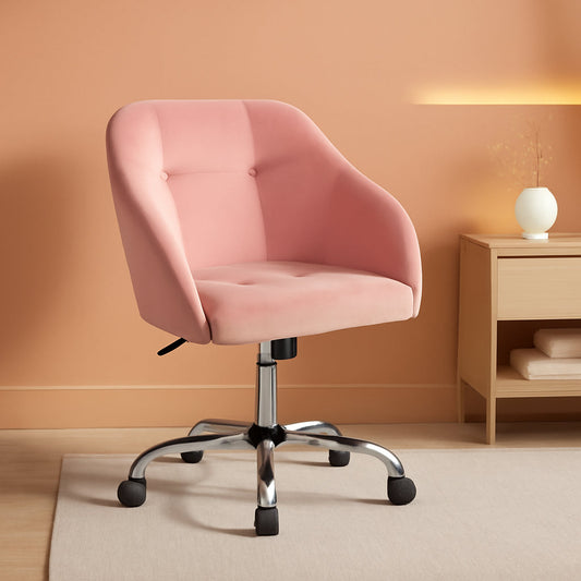 Pink Velvet Desk Chair With Swivel Office Chair Modern