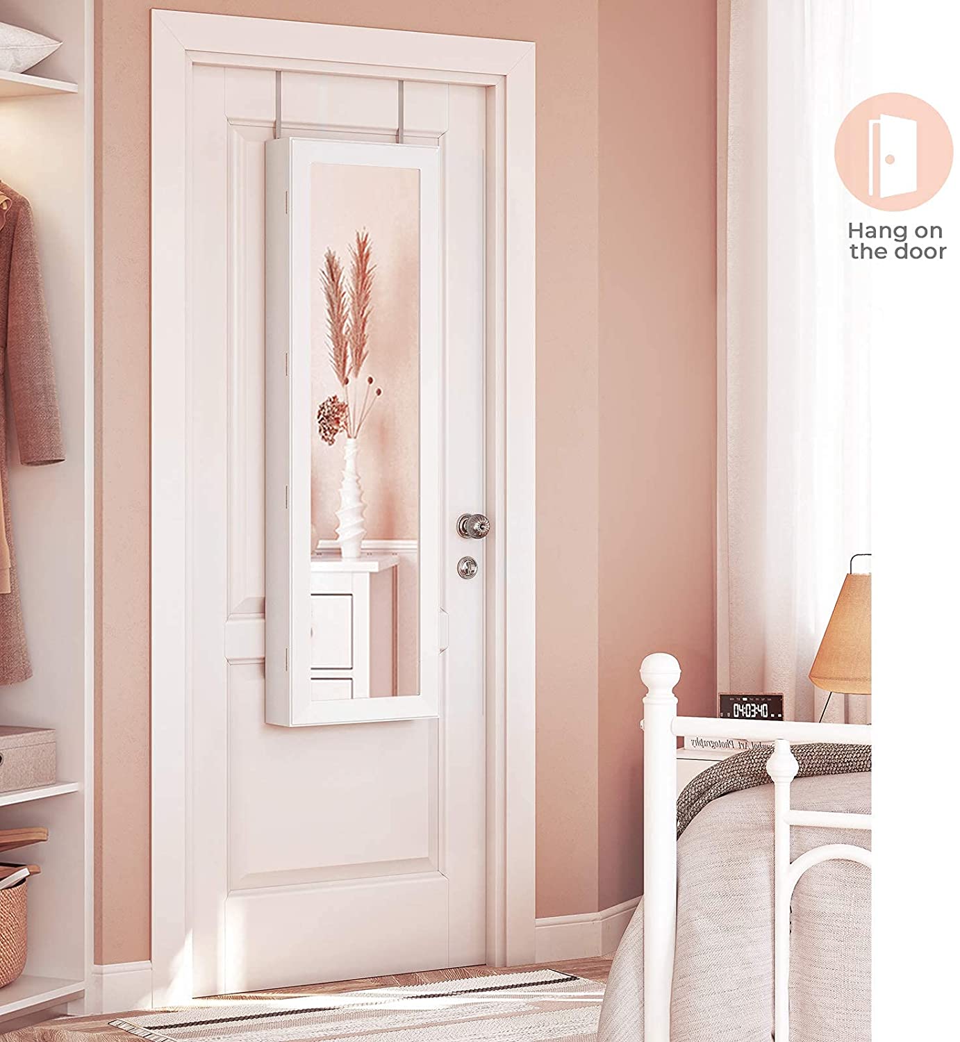 White Hanging Jewelry Armoire