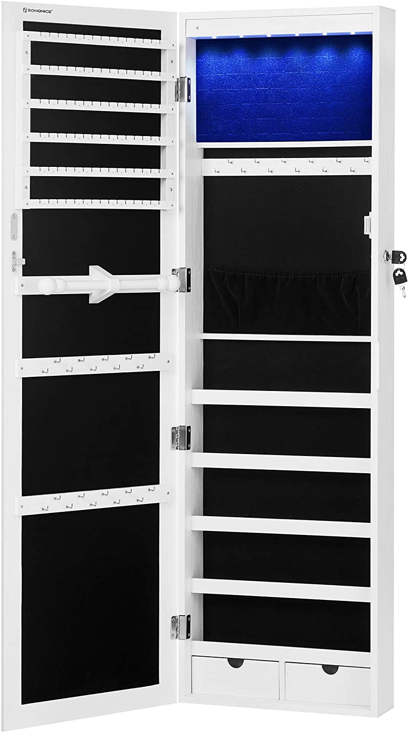 White Hanging Jewelry Armoire