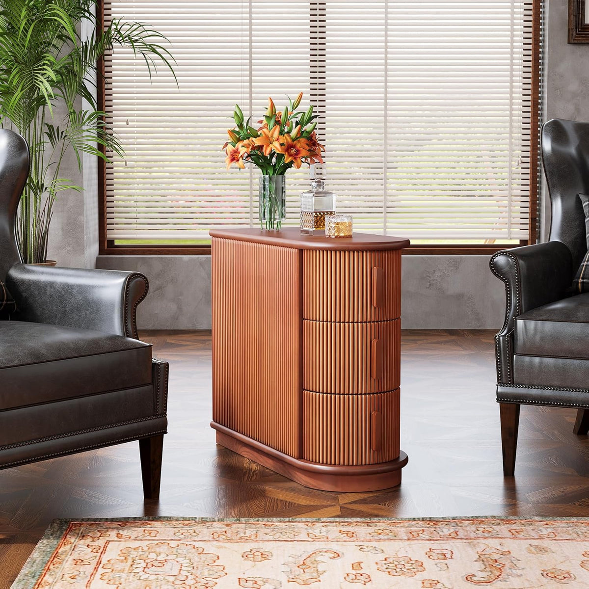 10.8" Solid Wood 3-Drawer Narrow End Table