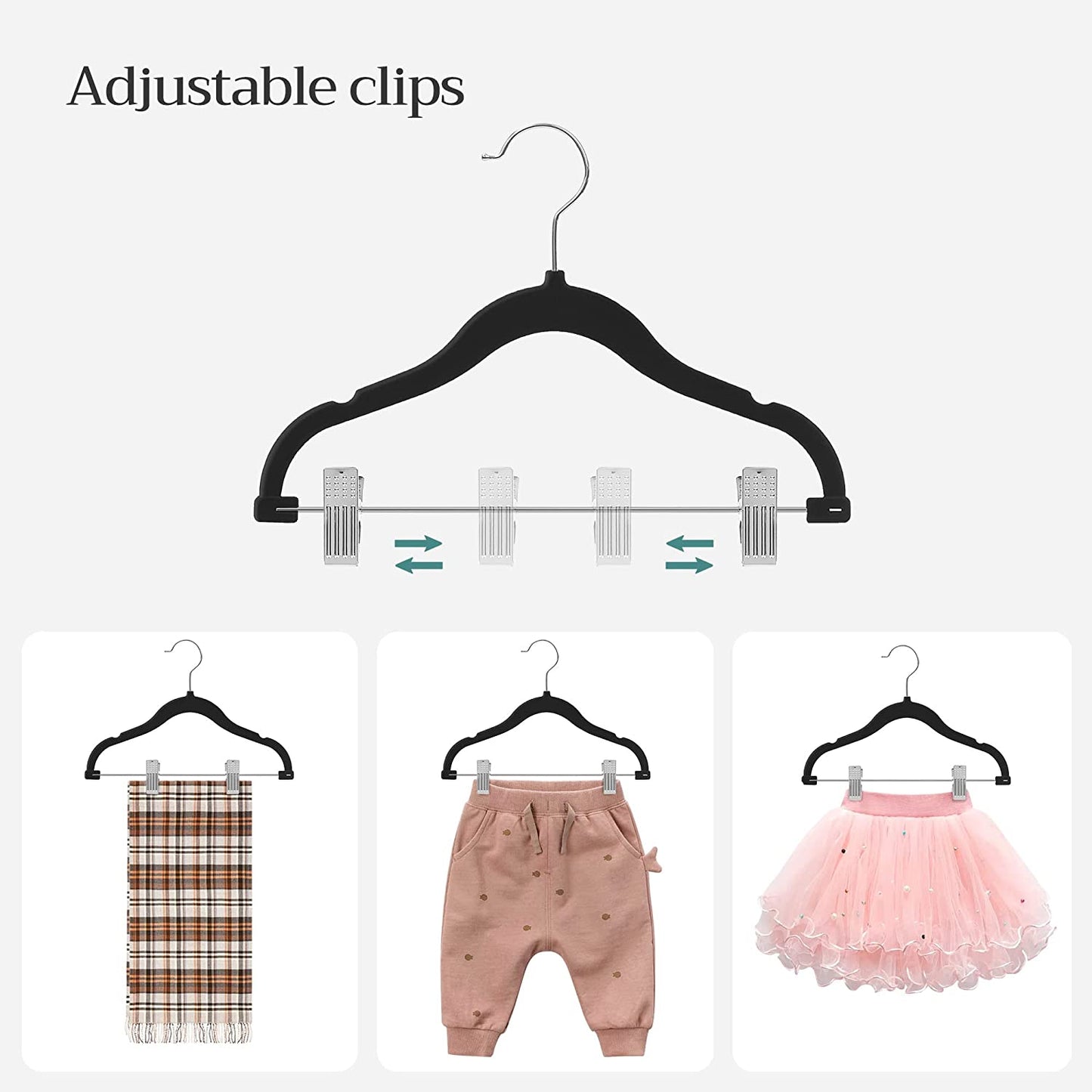 Kids Velvet Hangers with Clips